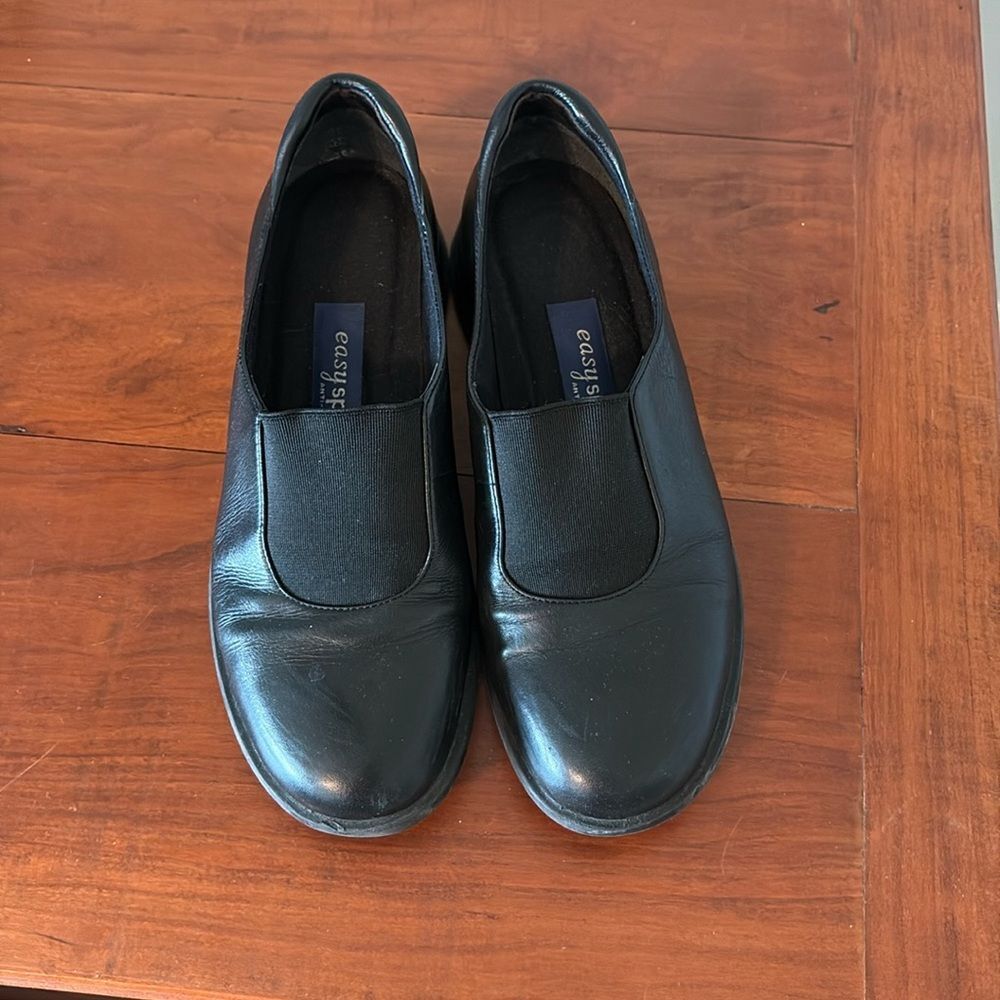 Easy Spirit Black Leather Work Shoes Slip On